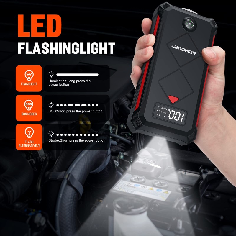 Acmount P100 Car Jump Starter, 5000A Peak Lithium Jump Starter