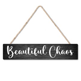 JMYROG Beautiful Chaos Hanging Wooden Plaque, Inspirational Sign for Home Farmhouse Decor Wall, Christian Wall Decor, Bible Quote Scripture Sign, Prayer Religious Gifts for Family Friend