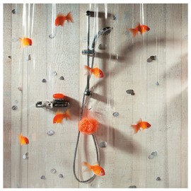 Spirella Goldfish Orange Plastic Shower Curtain 100% PVC Transparent Orange 180 cm x 200 cm