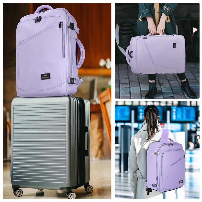 MATEIN Hand Luggage Backpack Airplane for Hand Luggage, light purple