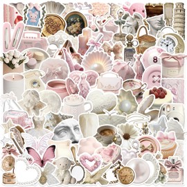ETHEL 100pcs Coquette Stickers Pack - Cute Waterproof Vinyl Aesthetic Stickers for Girls | Laptop, Water Bottle, Phone, Guitar Decoration