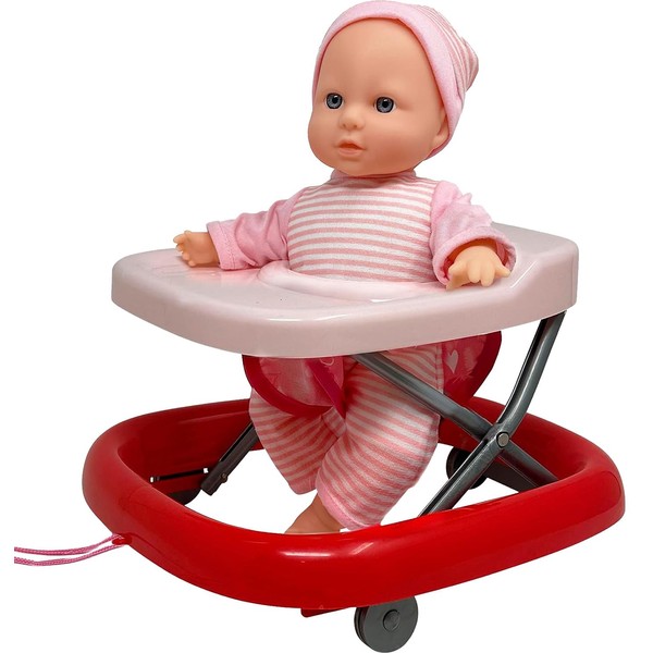 Baby Doll Set with 12 Inch Soft Baby & Foldable Small Baby Doll Walker, Soft Baby Doll Accessories Set, Baby Doll Toys, Baby Doll with Accessories, Learn to Walk Baby Dolls for Toddlers 3+
