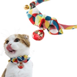 Necoichi Daruma Charm Bow Tie Cat Collar (Red)
