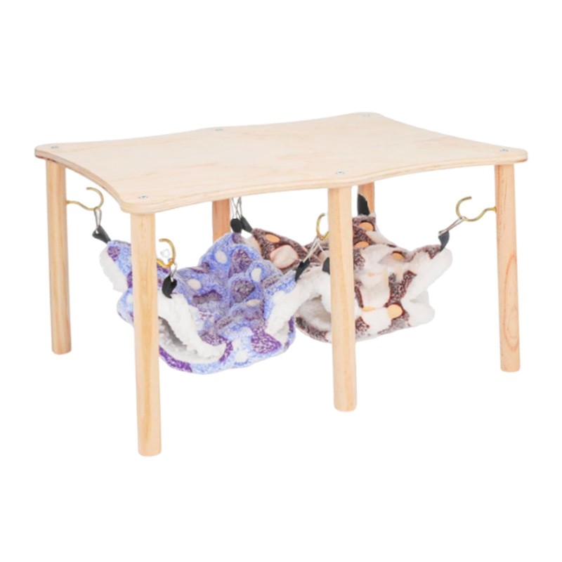 Fenteer Guinea Pig Hammock Hideout with Wooden Stand Double Hammocks