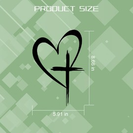 Zpana Love Cross Car Sticker, Vinyl Waterproof Heart Decals for Vehicel Windows, Bumpers, Trunks, 8.66" x 5.9" Religious Auto Exterior Decoration Accessories, Universal for SUV, Trucks, RV (Black)