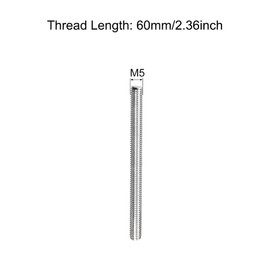sourcing map Fully Threaded Rod M5 x 60mm 0.8mm Thread Pitch 304 Stainless Steel Right Hand Threaded Rods Bar Studs 5 Pack