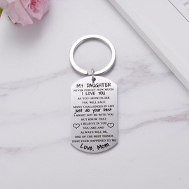 Daughter Gifts from Mom To My Daughter I Love You Keychain Gift for Her Girls Women Inspirational Quote Keyring Present for Back To School Birthday Graduation Xmas