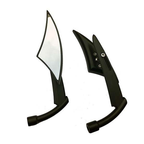 MotorToGo One Pair Black CNC Spear Sickle Mirrors Compatible for