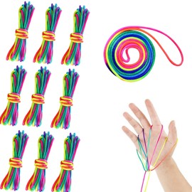 Rainbow Twine Cord, Set of 10, Rainbow Knotless String, Rope Yarn, DIY, Hand Knitted, Bracelet, Handmade Material, Rainbow Color, No Knots, Rainbow Rope, Thread Color, Nylon Cord Play Tool, Crafting