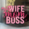 Wife Mom Boss Car Decal Funny Bow Pink, Cute Mother,