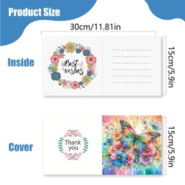 6pcs Diamond Art Cards DIY Crystal Painting Art Greeting Cards Kits Diamond Painting Tools Whit Envelopes Butterfly Plant Mosaic Festival Craft Gift