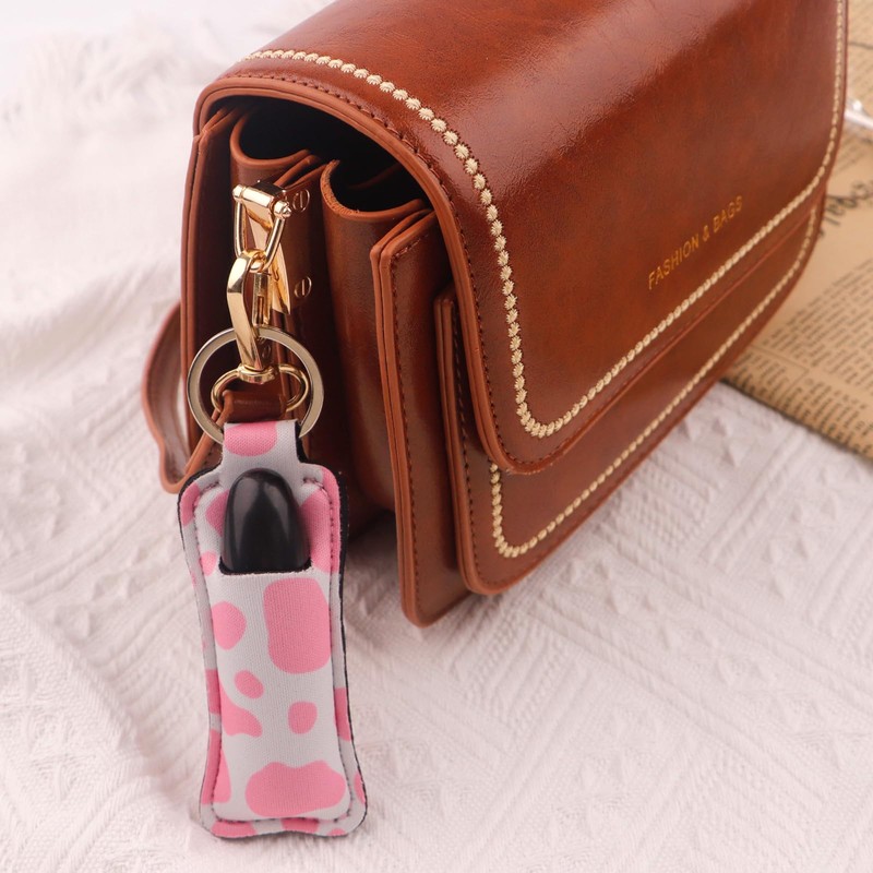 DMLSKY Chapstick Holder Keychain Lip Balm Holder Sleeve Pouch for