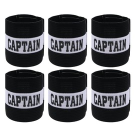 Hosifiy 6Pcs Football Captain Armband, Nylon Elastic Black Football ArmBands Adjustable Football Arm Bands C Arm Band for Youth Adult Sports Training