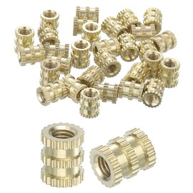 Sourcing Map 30Pcs Brass M3 x 6mm x 5mm Knurled Insert Nuts