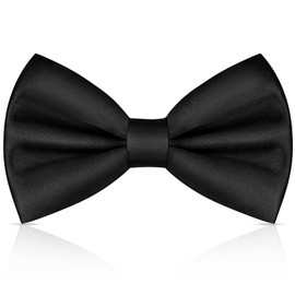 URAQT Men's Bow Tie, Classic Solid Color Pre-Tied Bow Tie for Men, Satin Tux Bowtie, Adjustable Formal Neck Bowtie for Parties, Wedding (Black)