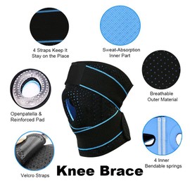 NTRH Knee brace for arthritis,ACL and meniscus tear,Open-Patella Stabiliser, Adjustable Brace,Best knee pad support for Sports Injury Rehabilitation & Protection against re-injury