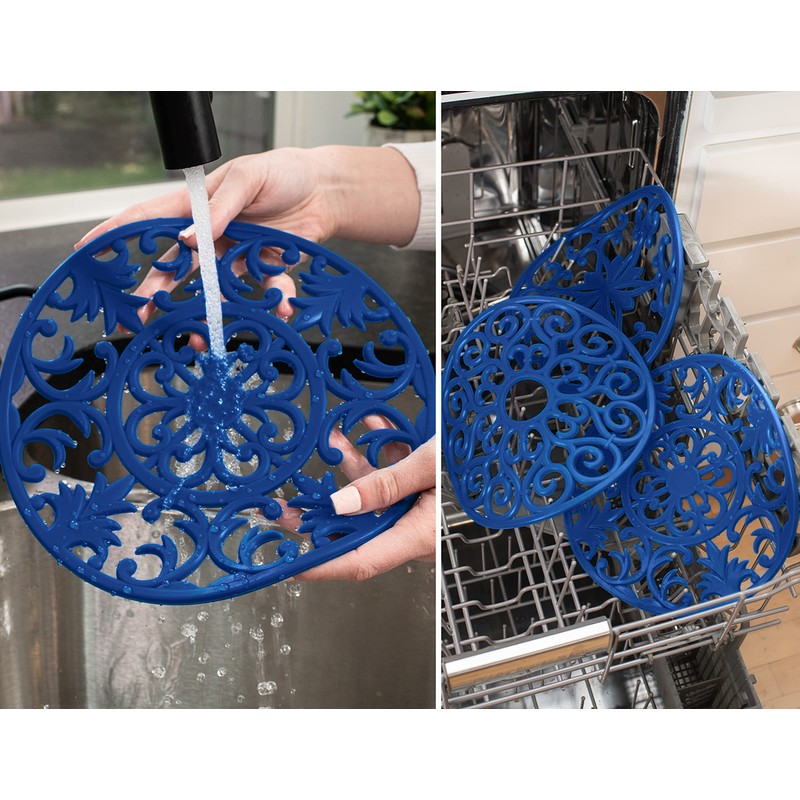 gasaré, Extra Large, Thick, 10" Silicone Trivets for Hot Dishes,