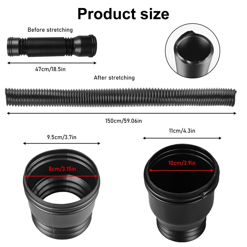 Behogan Stretchy Rain Gutter Downpipe Drain Flexible Downpipe Extension Set