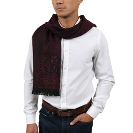 ROBERTO CAVALLI ESZ054 02000 Red Wool Blend Cheetah Print Mens Scarf for mens