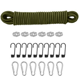 PRETEX Bungee Shock Rope with Hook and Crimping Pliers Set Olive