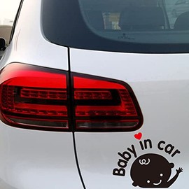 2 Pcs 5.12 x 6.3 Inch Black Baby in Car Stickers Reflective Warning Stickers for Car