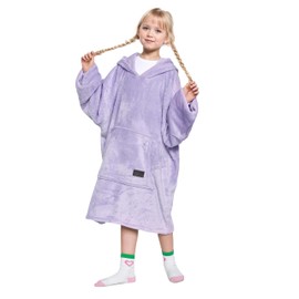 Catalonia Classy Oversized Hoodie Blanket, Fluffy Warm Cosy Blanket With Sleeves And Hood, Wearable Sherpa Blanket To Put On As A Gift Idea For Women Men Children,Purple
