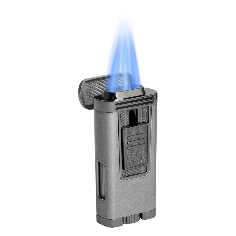 Palio Pro Polaris Triple Torch Cigar Lighter, Butane refillable, Tabletop-Silve