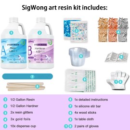 Epoxy Resin Clear Crystal Coating Kit 1 Gallon - 2 Part Casting Resin for Art, Craft, Countertop, Wood, Jewelry Making, River Tables