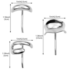 3 Pcs Silver Ponytail Holder Hair Clips, 1Inch Metal High Ponytail Hair Buckles Decorative Barrettes Ponytail Cuff Strong Hold French Fine Hair Jaw Clips Accessories for Women