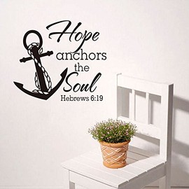BestPricedDecals Hope Anchors The Soul #2 ~ Hebrews 6:19 ~ Wall or Window Decal 13" x 13" (Black)