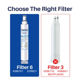 FrigiLife 4396701 Replacement for Whirlpool 4396701, Kenmore 9915, 4396702 EDR6D1, RWF2000A,WF293, EveryDrop Filter 6, LC200V, SGF-W10, L200V, EFF-6001A, Refrigerator Water Filter 3PACK