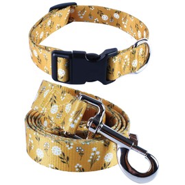 Impoosy 2PCS Cat Dog Floral Collar and Leash Set Pet Gift Adjustable Dogs Flower Collars for Small to Large Pets (X-Large)