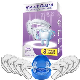 Mouth Guard for Grinding Teeth at Night,8 Pack Night Guards for Teeth Grinding,2 Size Mouthguards for Grinding of Teeth,Reusable Teeth Grinding Mouth Guard for Sleeping 2.35 in