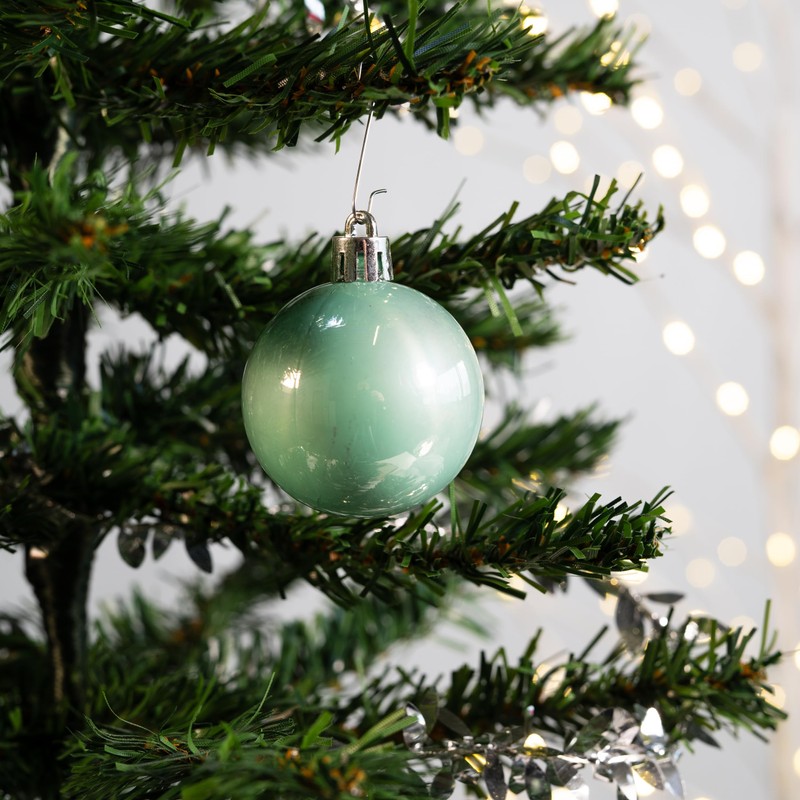 Plastic Christmas Baubles Pink/Mint - Pack of 15 Diameter 5