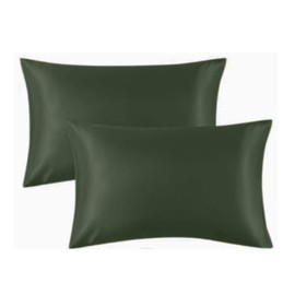 Classic Modal Satin Pillow Covers (Set of 2) Olive Green Couch (20" x 20")