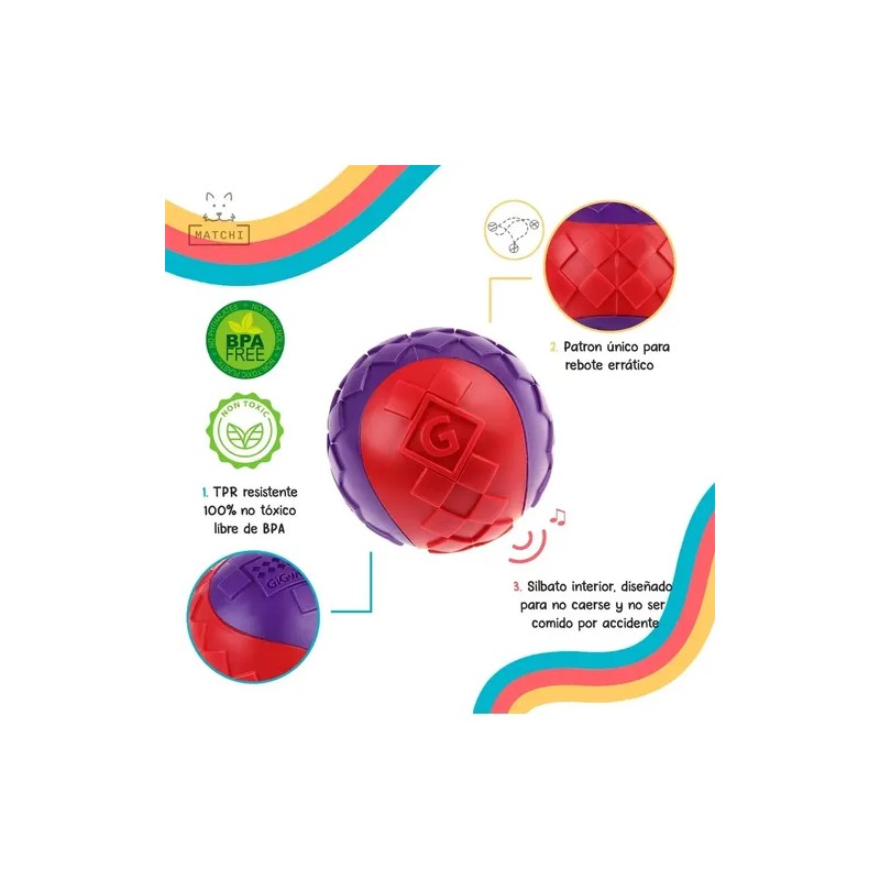 Gigwi Ball Pelota Para Perros Masticable Super Resistente Color Naranja