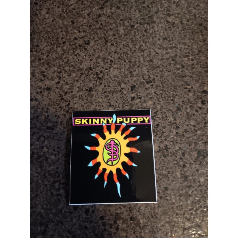 Skinny Puppy vinyl sticker. 2x2 inches