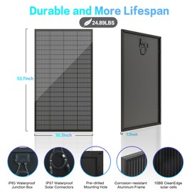 STAR Solar Panels 200 Watt 10BB Monocrystalline 12V/24V Solar Panel for Home,High Efficiency Full Screen Solar Module for RV Camping Marine Cabin Boat Off-Grid