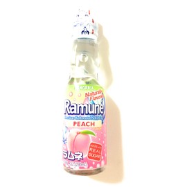Ramune Carbonated Soda Combo-2 Peach Flavor,2 Strawberry Flavor,2 Lychee Flavor (6.76 Fl Oz Each)