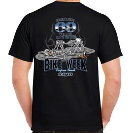 Nostalgia 2010 Bike Week Daytona Beach 69 Skeletons T-Shirt Black
