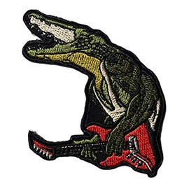 Crocodile Rock n' Roll Metal Music Punk Kids Cartoon Iron on Patch Embroidered Patch Supplies for Jacket Bags Jeans Backpack Clothes DIY