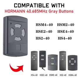 pepape Garage Door Opener Remote Control Replacement for Hormann HSM4-40 HSE2-40 HS4-40 Compatible with Garador ProMatic Handheld Transmitter 40.685MHz Grey Buttons