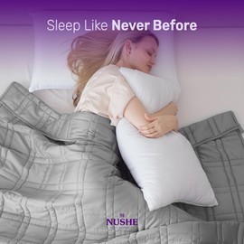 NUSHE Reinforced Stitch Luxury Cooling Weighted Blanket with 100% 300TC Viscose, Derived from Bamboo – Premium 7 Layer Cooling Weighted Blankets for Adults & Teenagers with Included Travel Bag