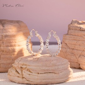 Milan Chiva 14K Gold Hoop Earrings for Women, Plated Chunky Earrings Glitter Sparkle Huggie Dainty Hypoallergenic Hoop Earrings for Womens Jewelry MCE-1035SL