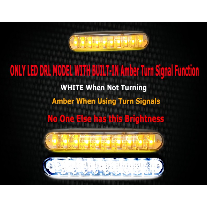 White LED DRL Fog Light+Amber Turn Signal Compatible with Polaris
