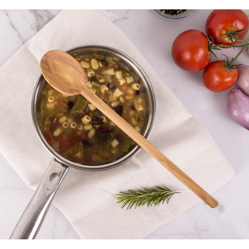 Italian Olive Wood Cooking Spoon, Handcrafted in Europe, 12-Inch