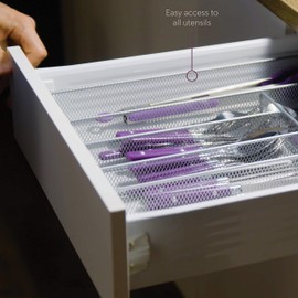 Cutlery Tray by Mindspace, 6 Compartments | Kitchen Utensil Drawer Organizer | Silverware Trays | The Mesh Collection, Silver