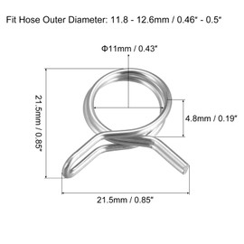 uxcell Double Wire Spring Hose Clamp, 10pcs 304 Stainless Steel 11mm Inner Dia Fit 11.8mm-12.6mm OD Hose Fuel Line Silicone Tube Spring Clips