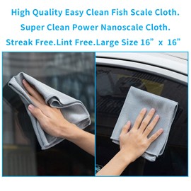 Streak Free Miracle Cleaning Cloths Easy Clean Nanoscale,Fish Scale Microfiber Window Mirror Glass Car Stainless Steel Cleaning,Lint Free Dish cloth Wine Glass Polishing Towel,Reusable,Pack 6,Blue