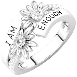 Jude Jewelers Stainless Steel Inspirational Encouragment I am Enough Mantra Wedding Engagement Statement Anniversary Ring (Silver, 7)